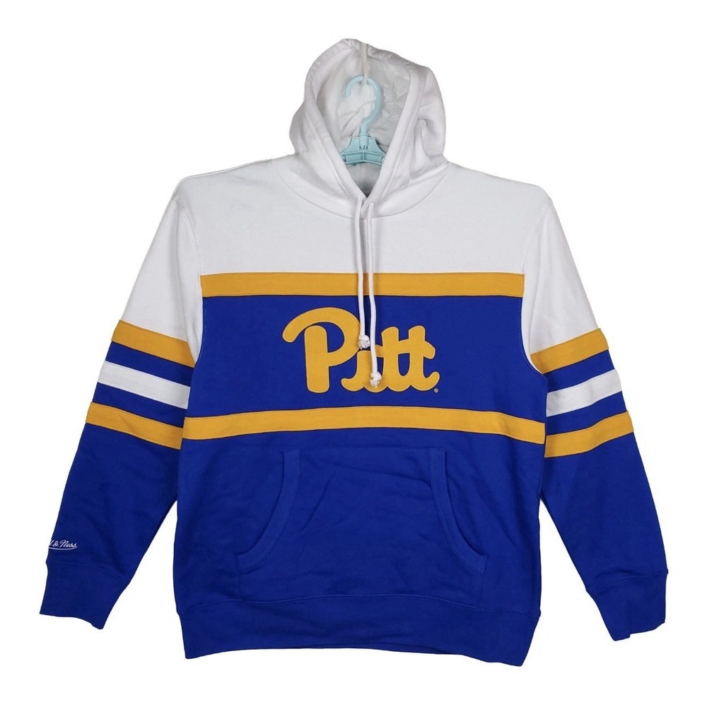 Pitt Panthers Mitchell & Ness Mens XL  Coaches Hoodie Fabric Logo Blue White
